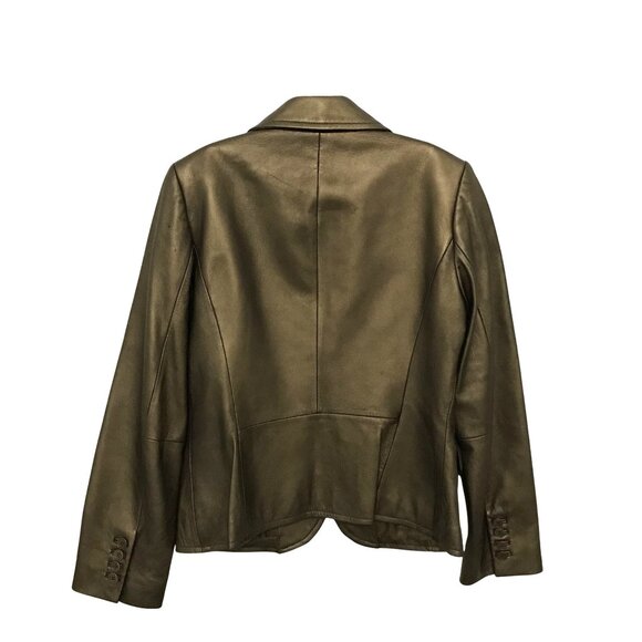 CONTEXT  Bronze Leather Blazer Jacket Womens Size M - Picture 2 of 9